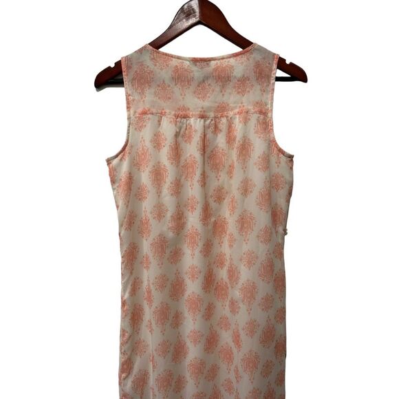 Lucky Brand Chiffon Style Pink Peach Sleeveless Paisley Button Front Maxi Dress - Picture 3 of 10